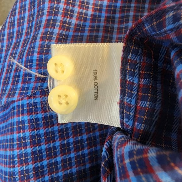 Peter Millar Mens Button Down Shirt L Long Sleeve Checker,Collared,Blue,Pocket - Picture 14 of 14